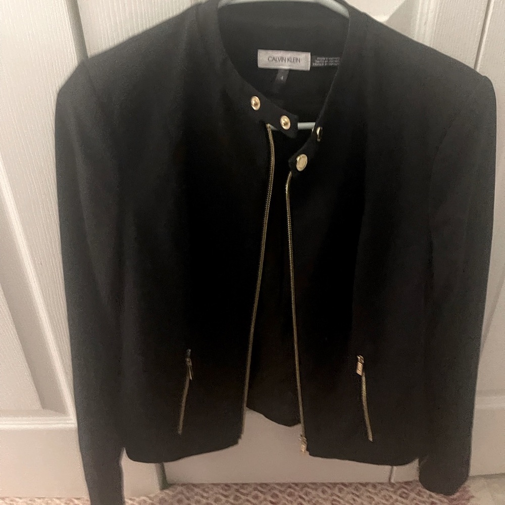 Calvin Klein cool blazer jacket gold zippers